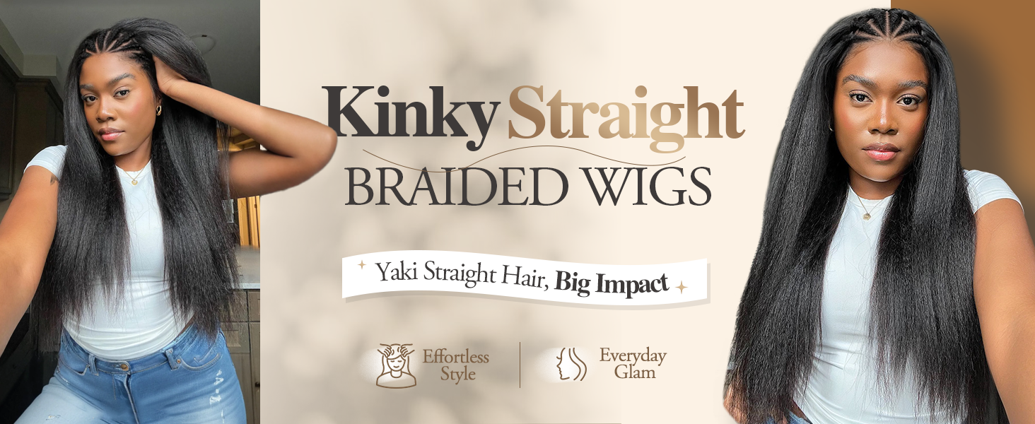 Kinky Straight Wig Braided Wigs