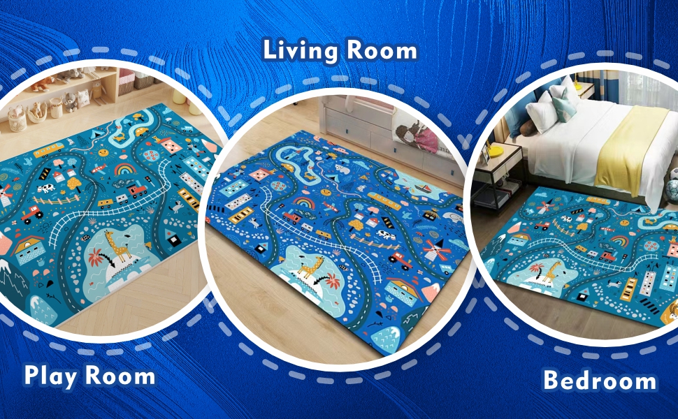 Kids Carpet for Playroom, Kid Play Mat with Train City