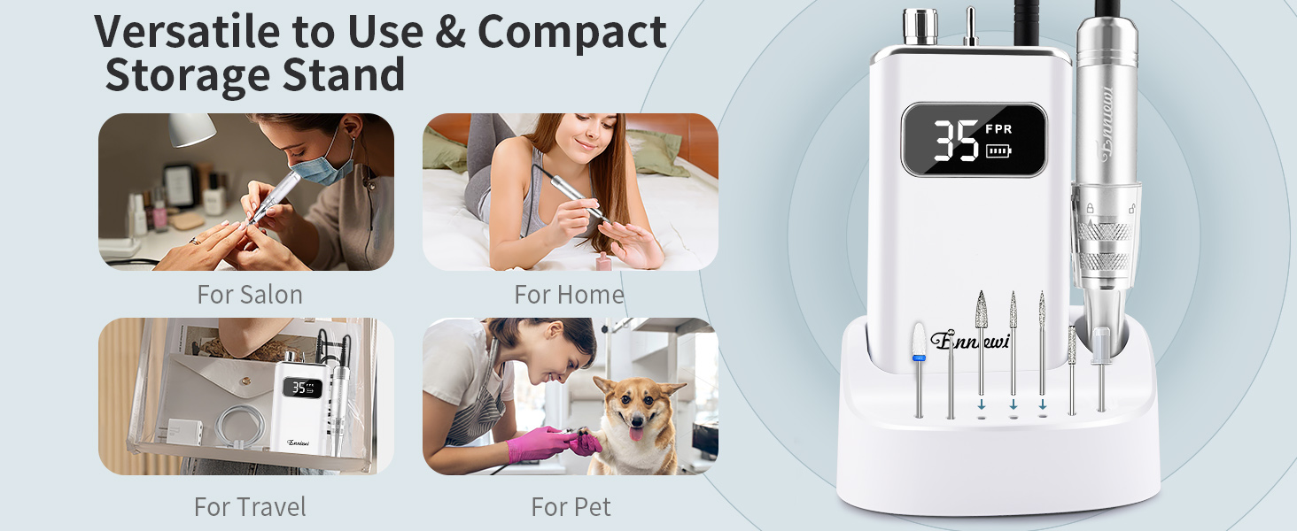 Portable Compact Nail Drill Manicure Pedicure Acrylic Gel X Nail Stuff Kit