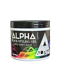 Alpha gel, Anti-grey; anti-gray hair gel; gel; hair styling; strong hold; water based; flake free