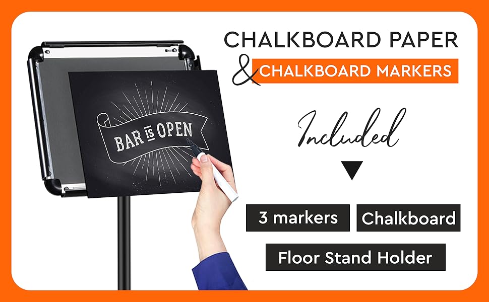 Sign Holder Stand with Reusable Chalkboard Paper & 3