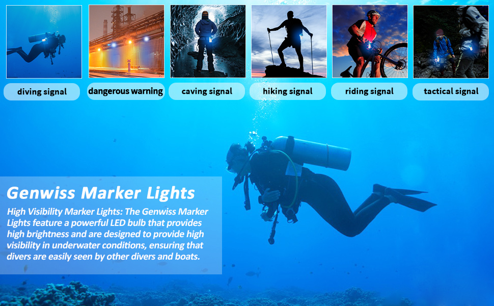 Genwiss Dive Light, Marker Lights for Scuba Diving, Diving