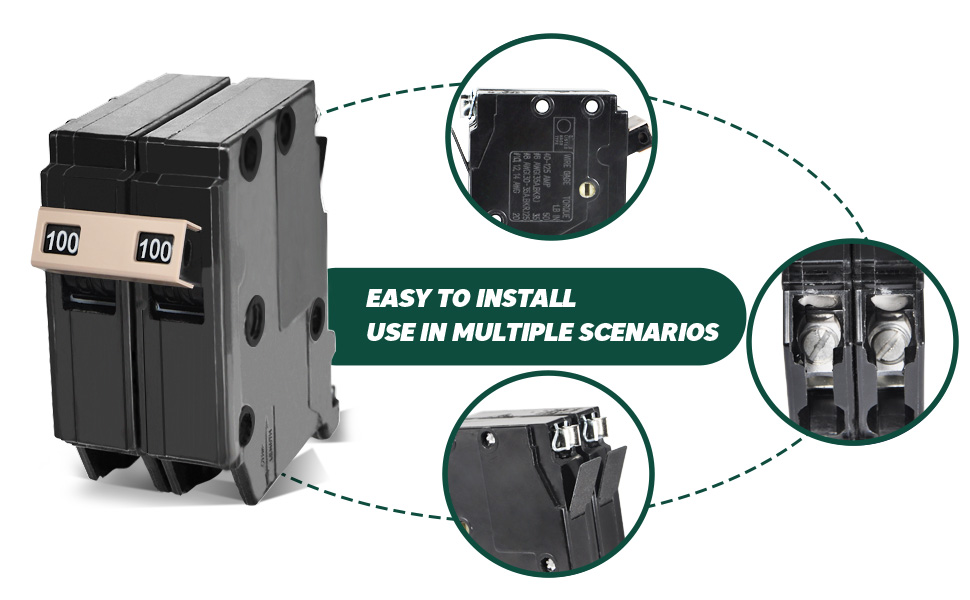 CH2100 2Pole 100Amp Circuit Breaker, Type CH 3/4Inch PlugOn Molded