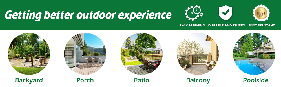 YODOLLA 5 Pieces Garden Dining Sets Outdoor 94cm Square Metal Table And 4 Metal Chairs With Umbrella Hole, Deck, Black 14 patio set