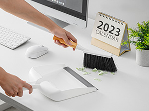 白色桌面扫把簸箕套装-A3