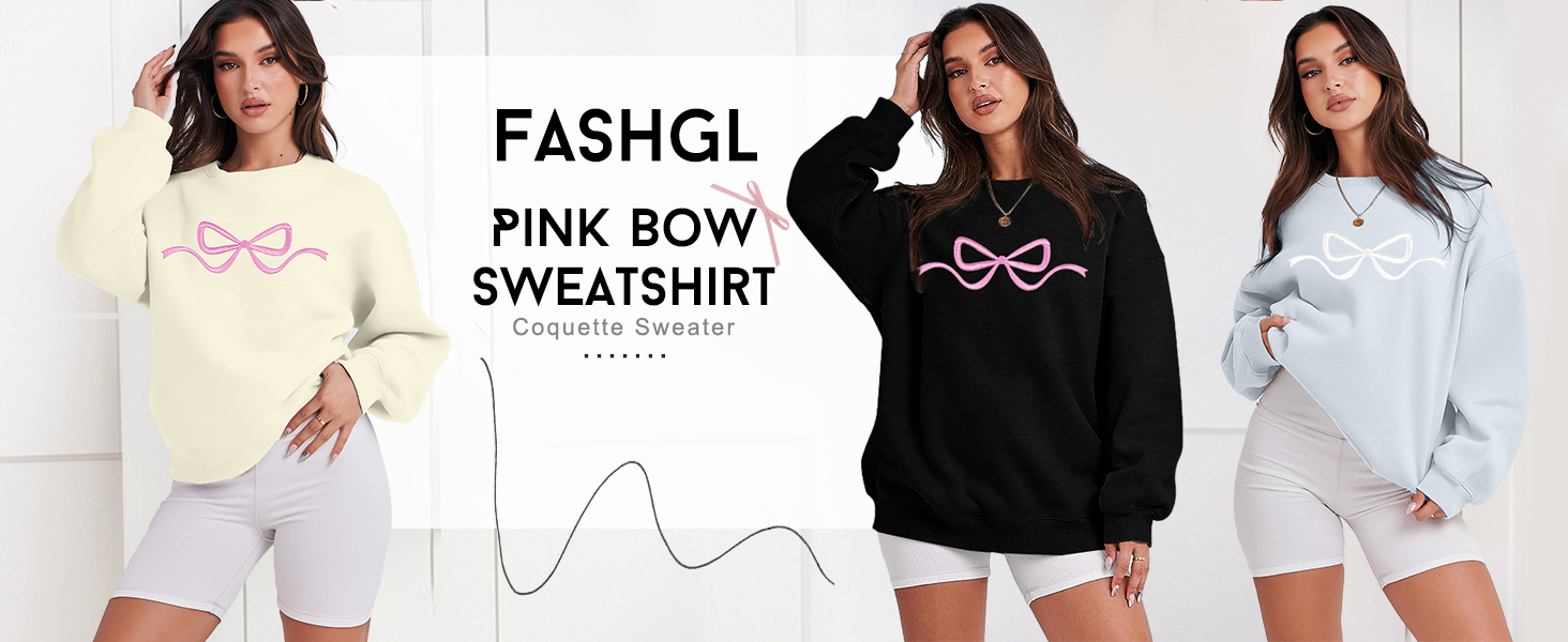 Pink Bow Sweatshirt Coquette Sweater