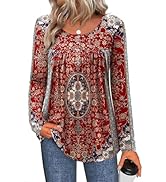 Zeagoo Long Sleeve Shirts for Women Fall Fashion Dressy Casual Blouses Trendy Pleated Tunic Tops ...