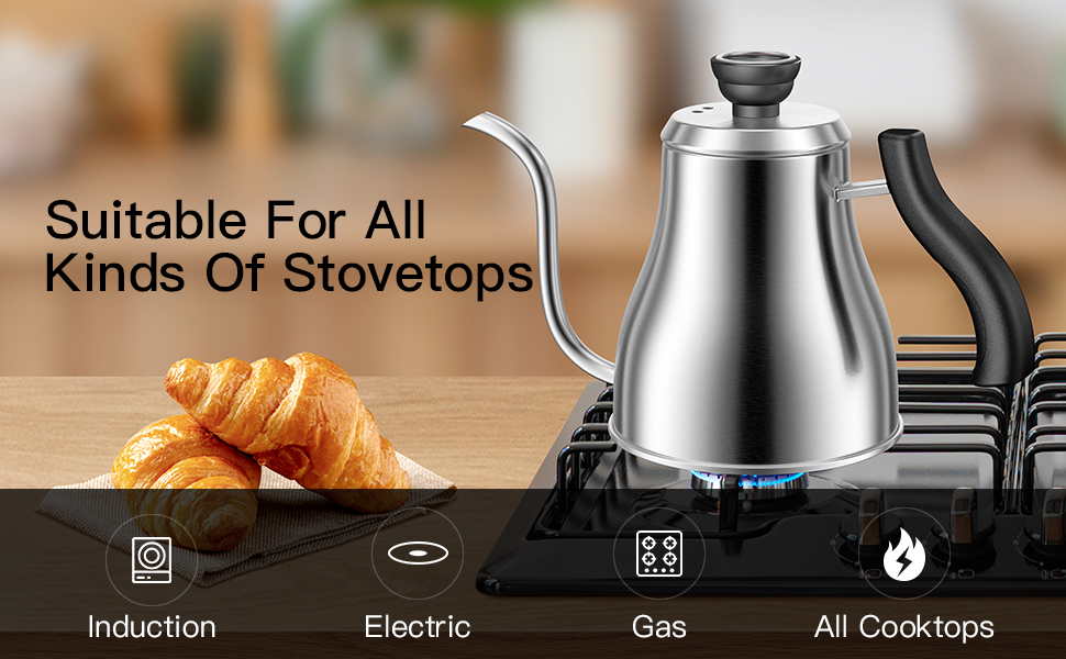 Miuly Gooseneck Kettle with thermometer 40oz/1.2L，Pour Over