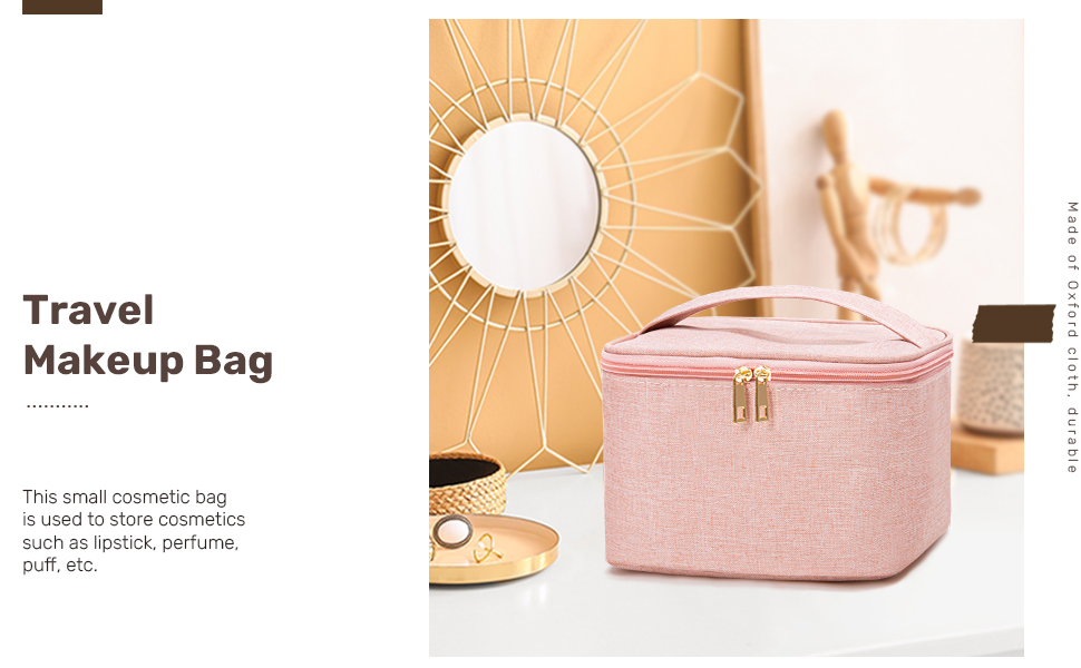 FUNSEED Travel Makeup Bag Portable Small Mini Cosmetic Organizer Storage Case with