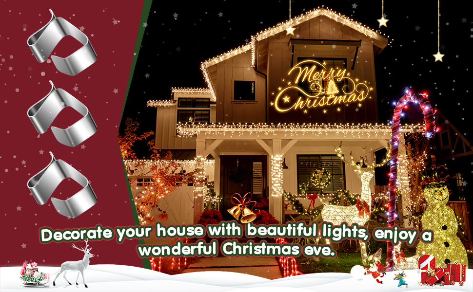 LIBRNTY 50Pcs Gutter Hooks Clips for Hanging Outdoor Lights,Christmas Lights Gutter