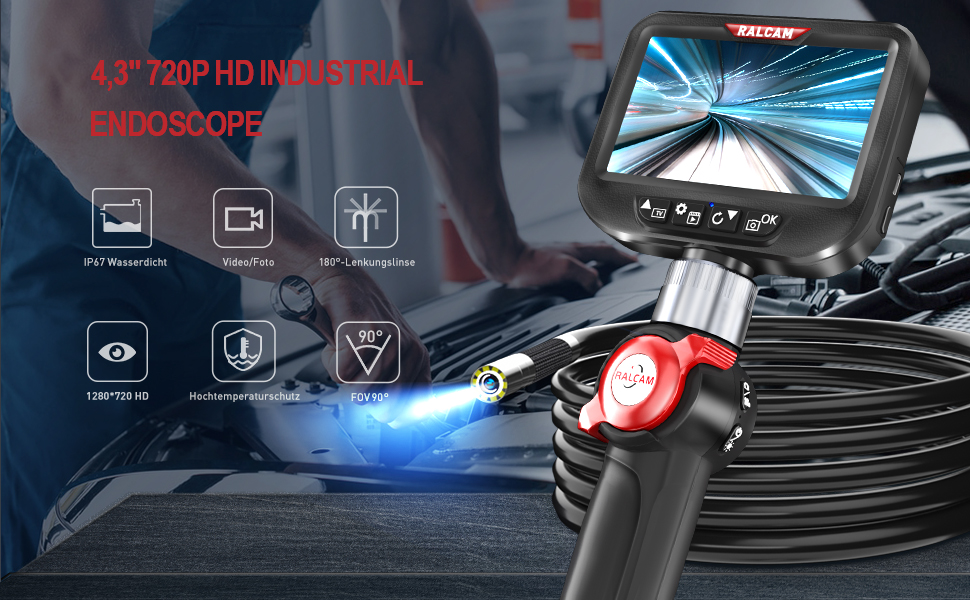 Ralcam Endoskopkamera mit Licht Endoscope Camera - Endoskop 6,2mm ...