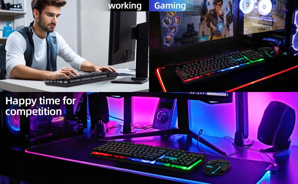 CHONCHOW USB Wireless Gaming Keyboard an... 28 wireless keyboard and mouse gaming rechargeable rgb backlit teclado inalámbrico