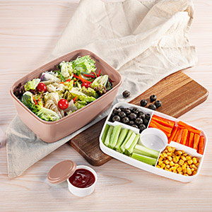 Caperci Extra-Large Compartment Salad Lunch Containers