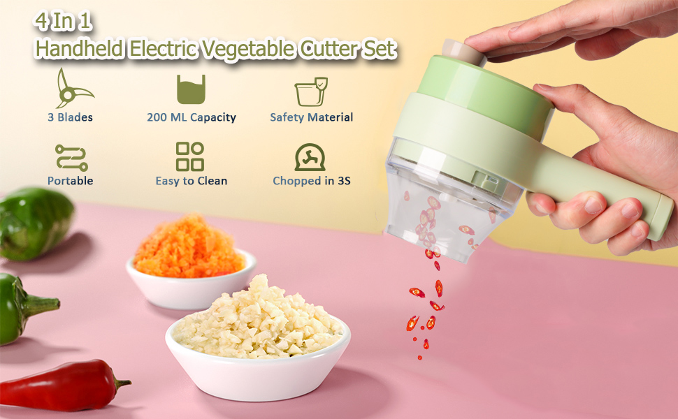 Buy TURIK 4 in 1 Handheld Electric Vegetable Cutter Set Portable