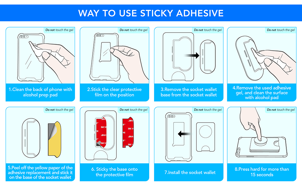 Sticky Adhesive Replacement for Pops Wallet Base, 3M VHB