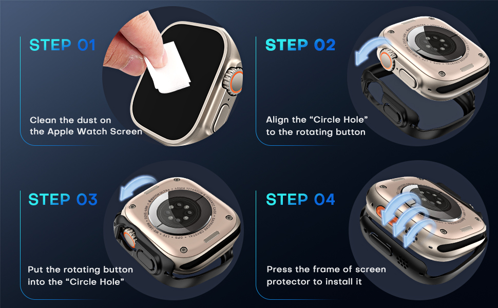 TAURI 2 Pack Hard Case for Apple Watch Ultra/Ultra 2 49mm, Builtin