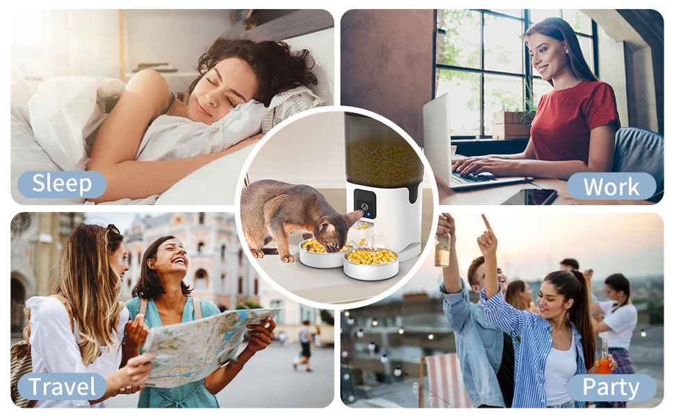 AIRJUGAR Automatic Cat Feeder for 2 Cats, 7L Dual Tray