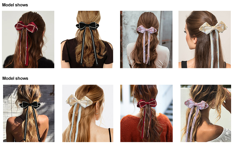 JKQBUX French Long tail Hair Bows Barrettes