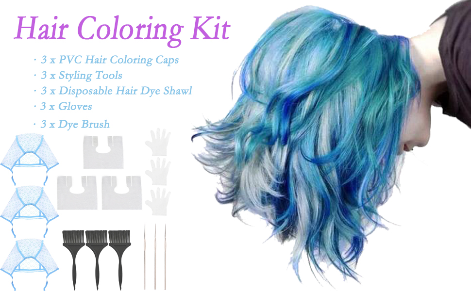 3 Sets Hair Coloring Kit, Highlight Hair Coloring Frosting Dye Kit Tools, Includes