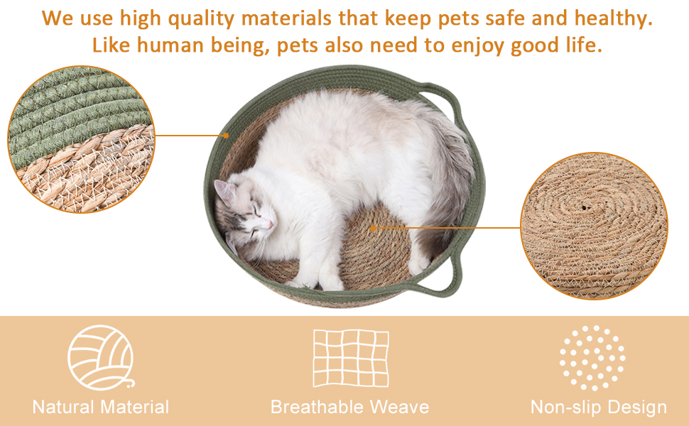 Cat Basket Nest Handmade Cotton Rope Woven Scratcher Bed Round Sleeping