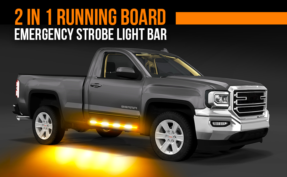 OPL5 2PCS 70 inch Amber White Emergency Truck Running Board Strobe