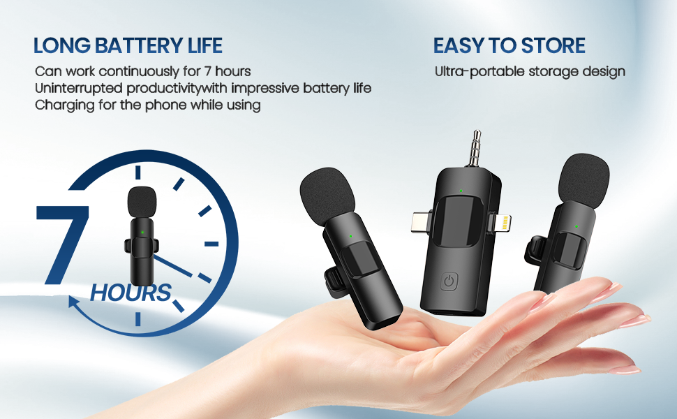 Lapel Microphone Wireless - Continuous Work For 7 Hours