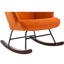 Velvet Rocking Chair Wingback Armchair For Living Room, Orange 17 4