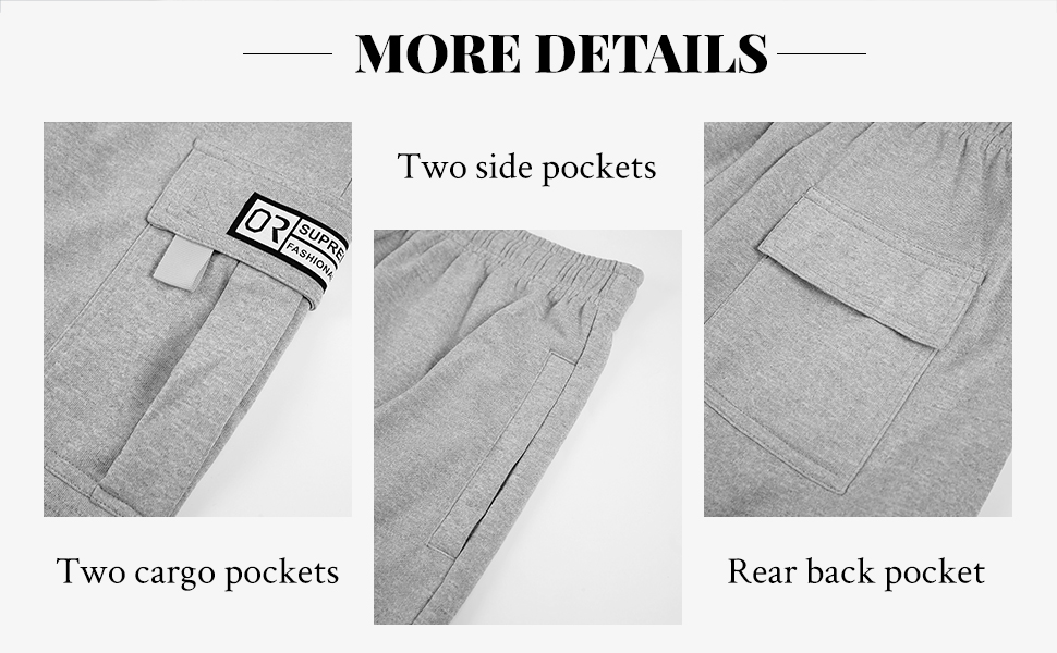 Men's Cargo Sweatpants Fleece Loose Fit Jogging Pants with Pockets Casual Hiking Sweatpants for Men