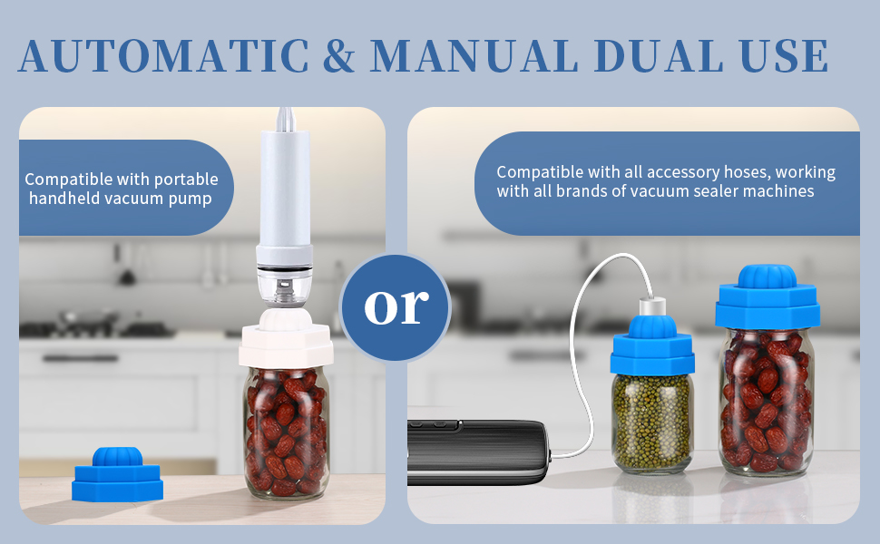 2 Pieces Jar Vacuum Sealer for Regular and Wide Mouth Mason