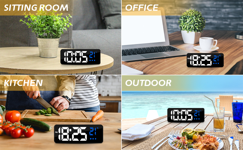 Jsdoin Digital Alarm Clock, Large LED Display Alarm Clock with