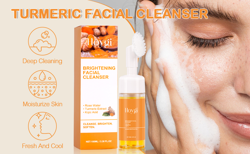 Turmeric Facial Cleanser, Turmeric Foaming Cleanser, Turmeric Face Wash With Brush