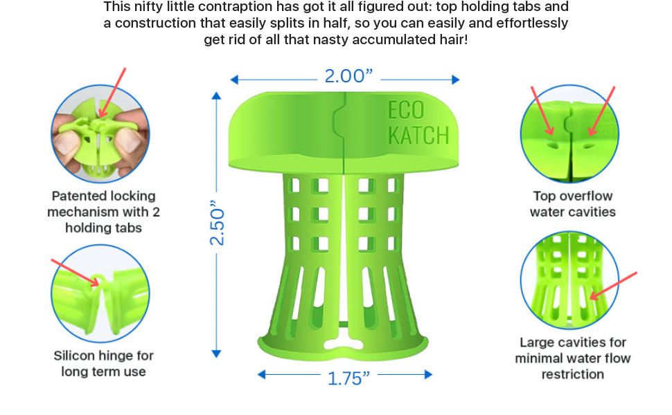 EcoKatch Ultimate Contactless and Hygienic Bathtub Drain Hair Catcher