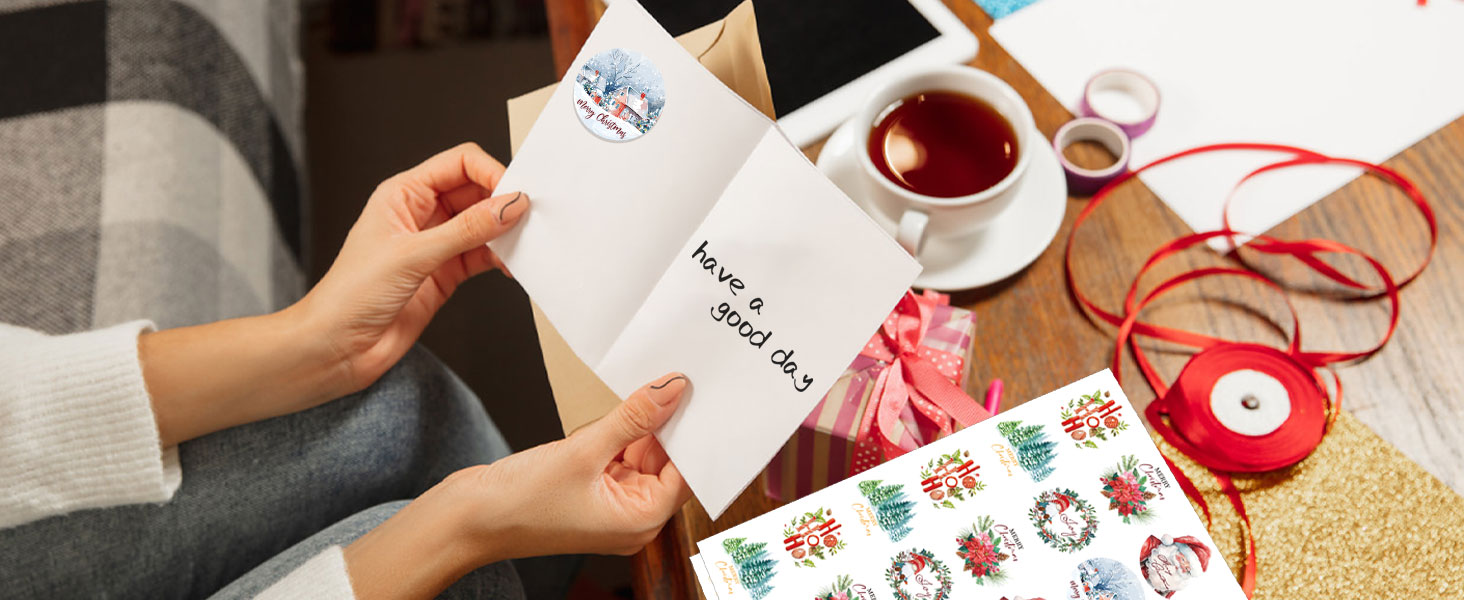 1000 Pcs Christmas Stickers for Envelopes,1.5 Inch Round Christmas Stickers for Crafts