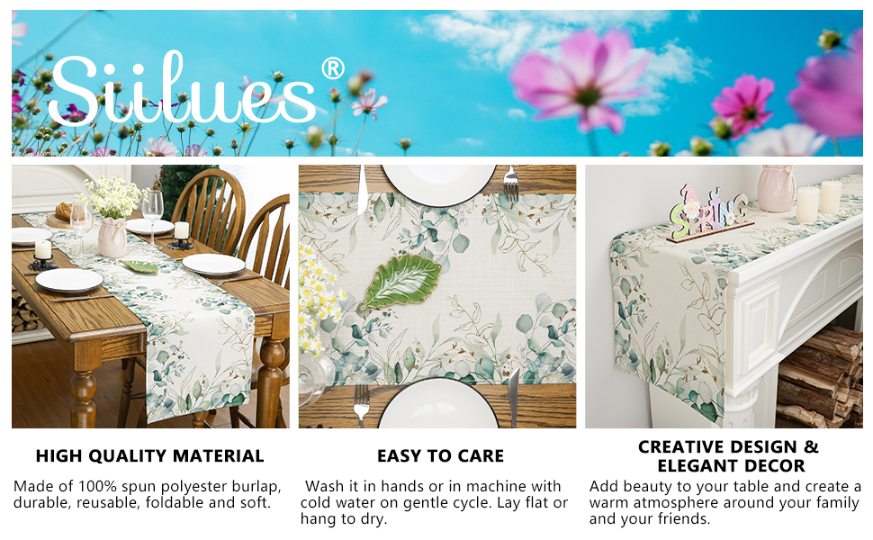 Siilues Spring Table Runner, Spring Decorations Off White