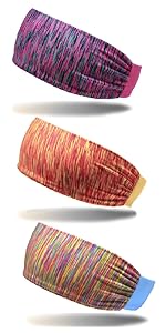 Beaute Galleria 3 Pack Women Elastic Stretchy Sport Fitness Headband