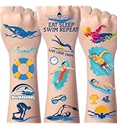 Yoyuspy Swimming Temporary Tattoos Stickers - 200+ Swim Temporary Tattoo Kids Party Decorations S...