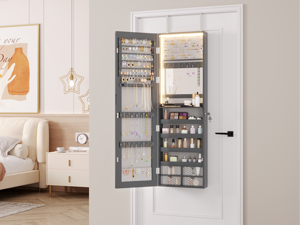 アクセサリー AVM design room - ROOK- Amazon.com: LVSOMT 360° Swivel Arched Jewelry Mirror Cabinet