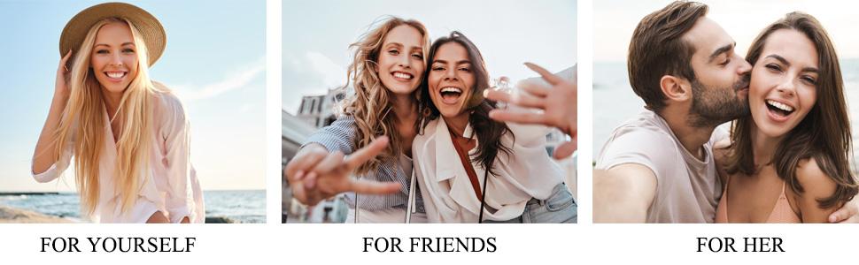 Gold chain necklace with moon pendant, perfect gift for her, approximate measurement included.