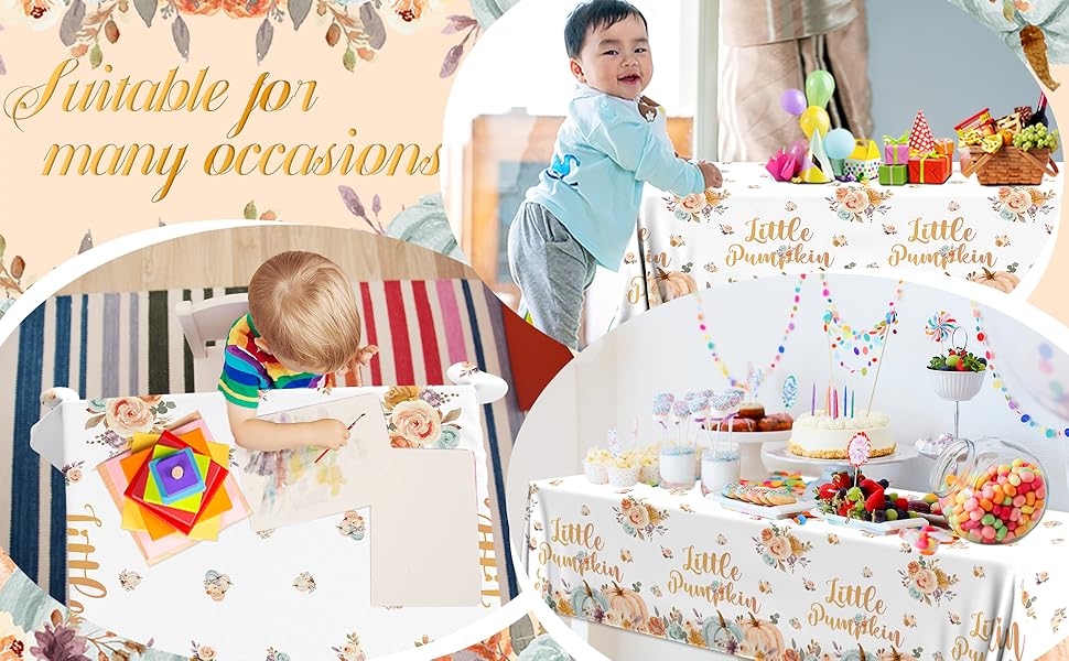 3Pcs Little Pumpkin TableclothsFloral Pumpkin Theme
