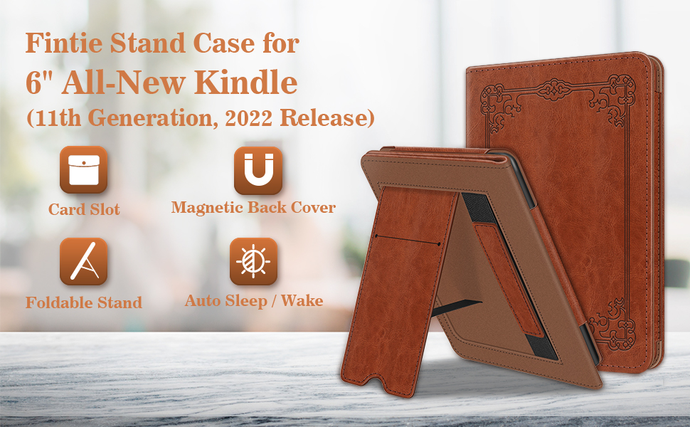 kindle 2022 11th gen lightweight silicone shock absorb tri fold skin rotating stand holder