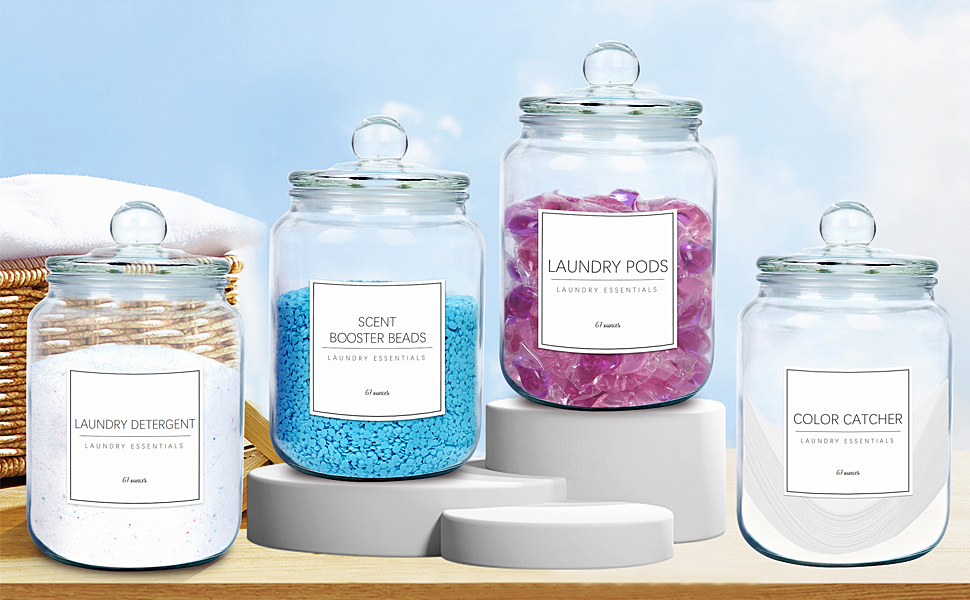 SLICHIO Glass Jar for Laundry Room Organization and Storage Jars with Airtight Lid 2