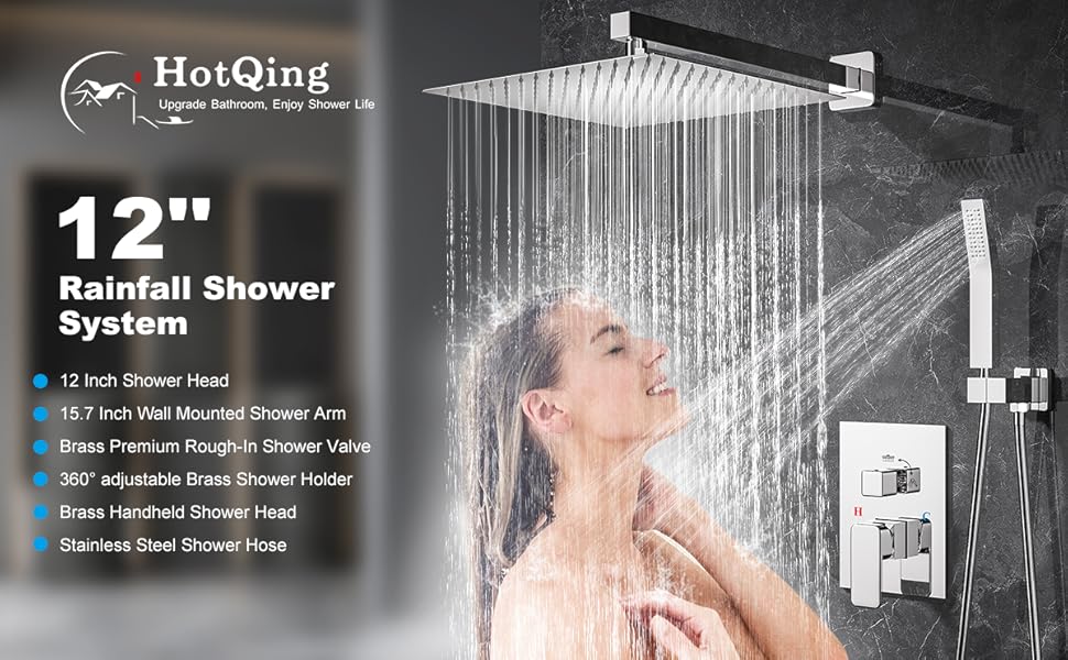 Shower System, HotQing 12 Inch Rainfall Shower System with High