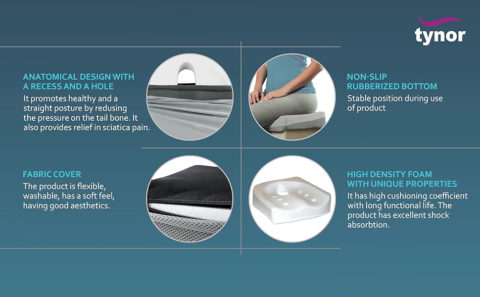 Tynor Coccyx Cushion Seat, Grey, Universal Size, 1 Unit Amazon.in