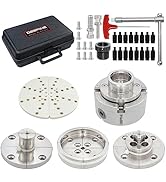 DEEFIINE 4 Inch Wood Lathe Chuck Set 1-1/4" X 8 TPI thread1 X 8 TPI Adapter, Nickel Plated Self C...