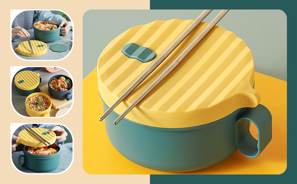 YCXXKJ Microwave Ramen Bowl Set Ramen Cooker with Handles Noodle Bowls