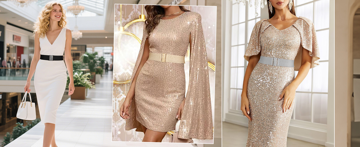 Womens Wide Elastic Waist Cinch Belt