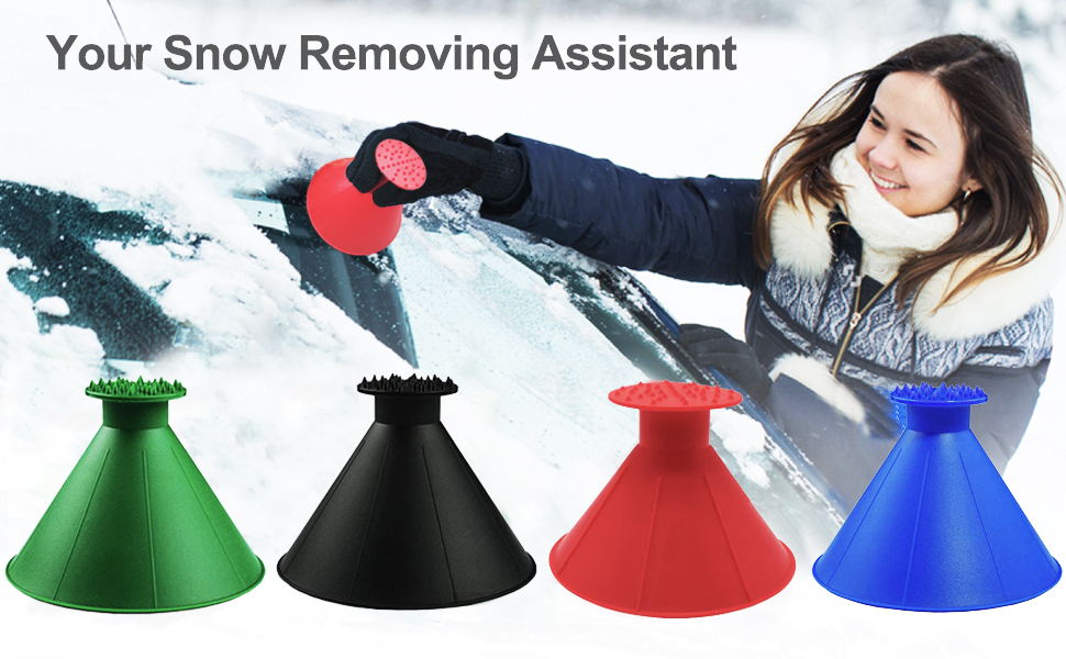 4 Pack Magical Ice Scraper, Round Snow Scraper for Car Windshield