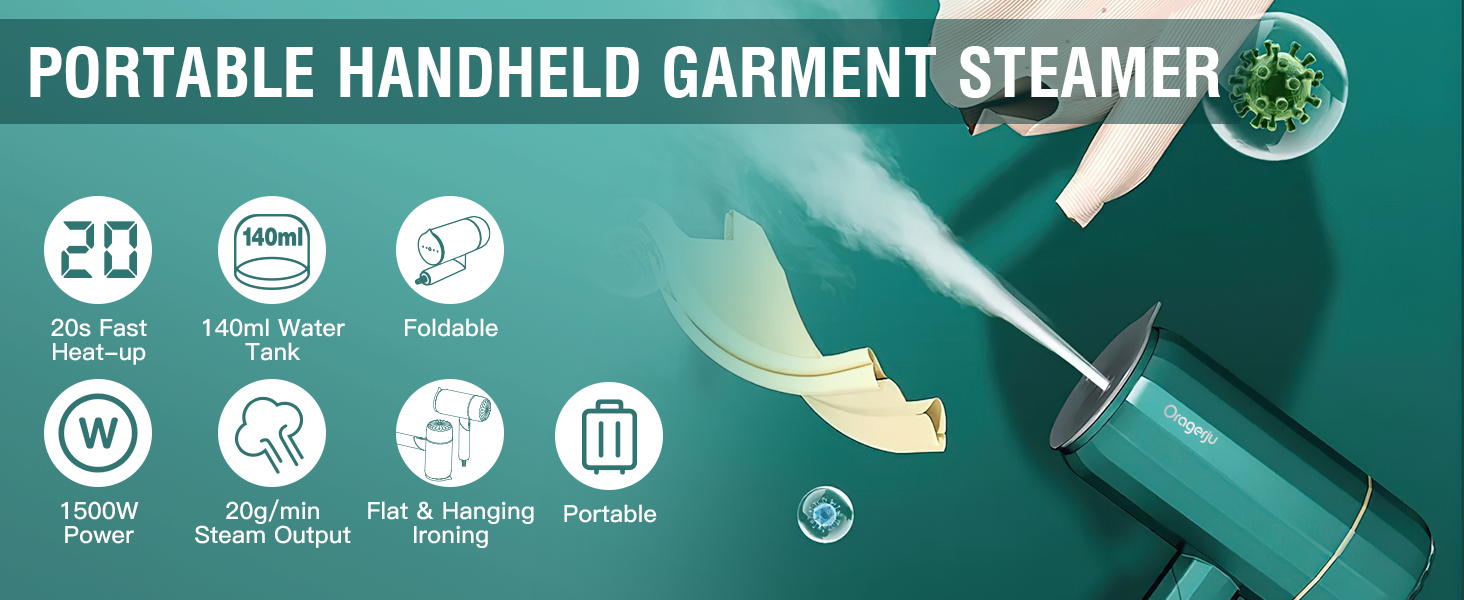 Steamer for Clothes, Portable Handheld Garment Steamer, 20s Fast Heat