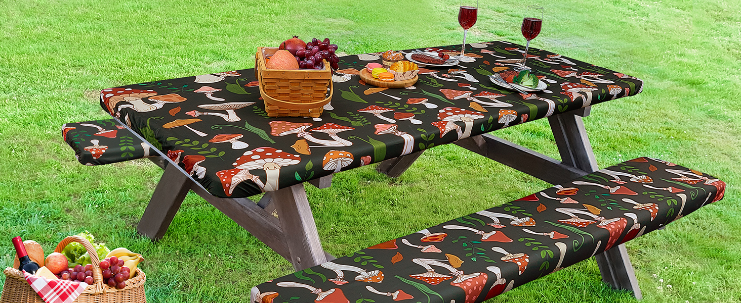 ICOSY Picnic Table Cover with Bench Covers and Storage Bags