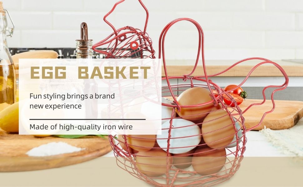 JYCRA Chicken Egg Holder,Wire Egg Basket with Chicken Shape Design Egg